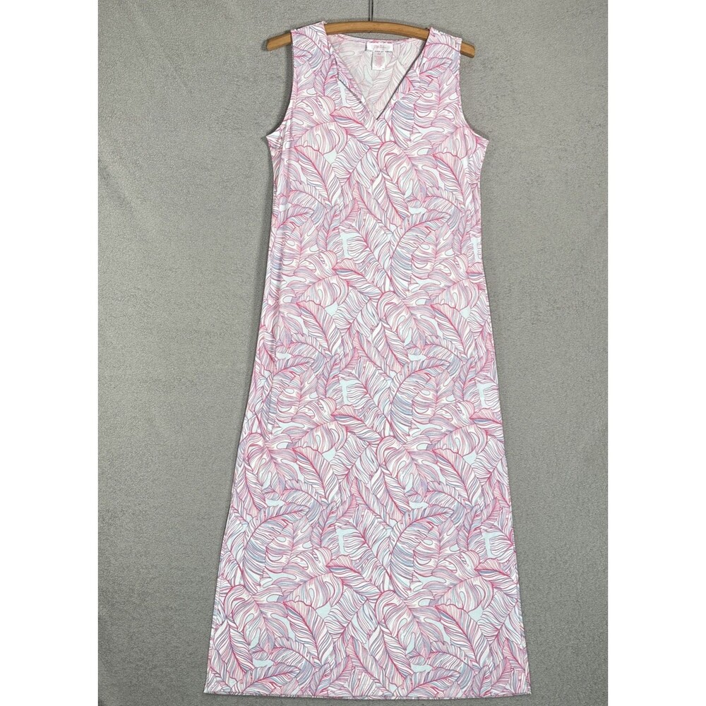 Stella Parker Size M Maxi Dress Jersey Knit Lightweight Pink Blue Coral Resort